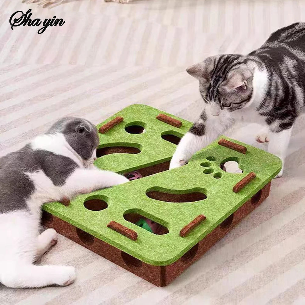 Interactive Cat Puzzle Maze Toy Felt Box Digging Game