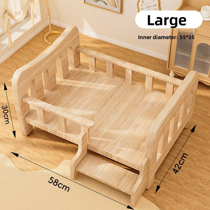Solid Wood Pet Bed All Season Cat Dog Sleeping Sofa Furniture