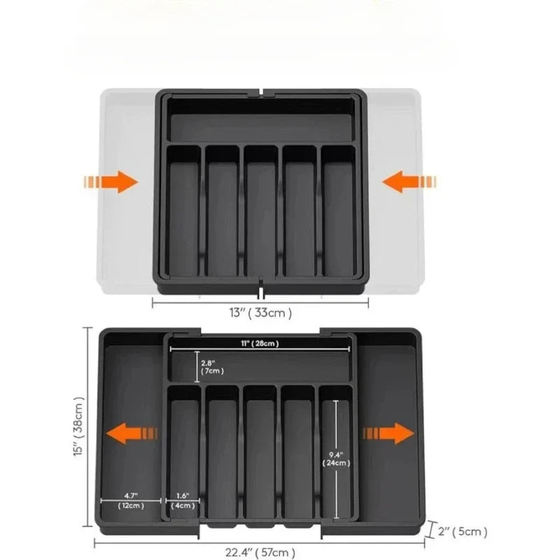 Adjustable Kitchen Drawer Organizer Tray for Cutlery and Utensils