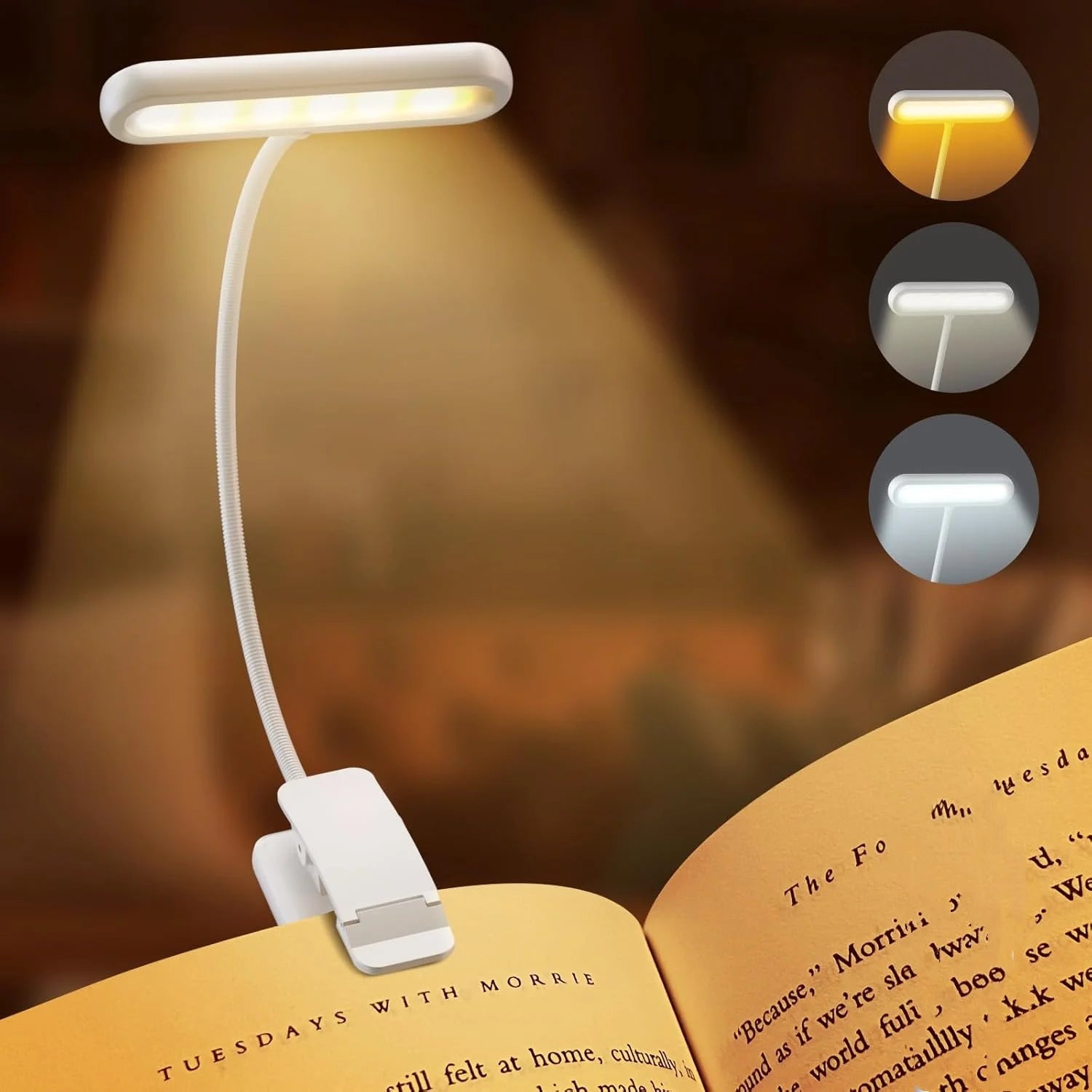 USB Rechargeable LED Book Light Clip On Reading Lamp