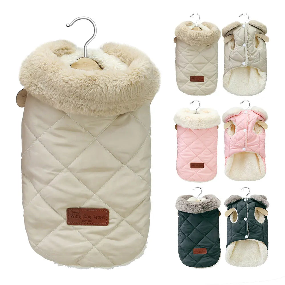 Warm Chihuahua Dog Winter Coat Fur Collar Jacket for Small Dogs and Cats