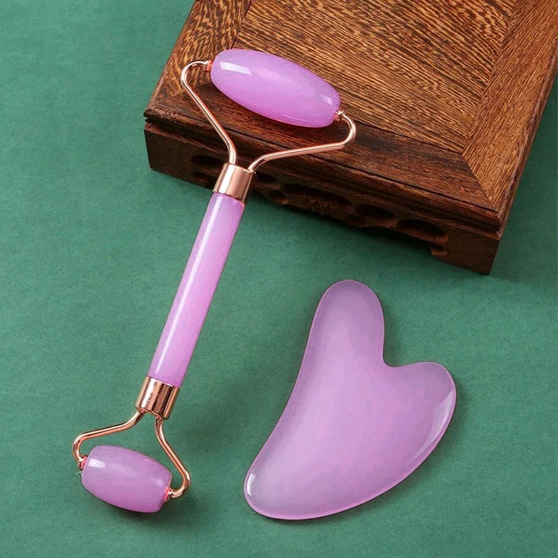 2pcs Face Roller Gua Sha Facial Massage Lifting Skin Care Tool