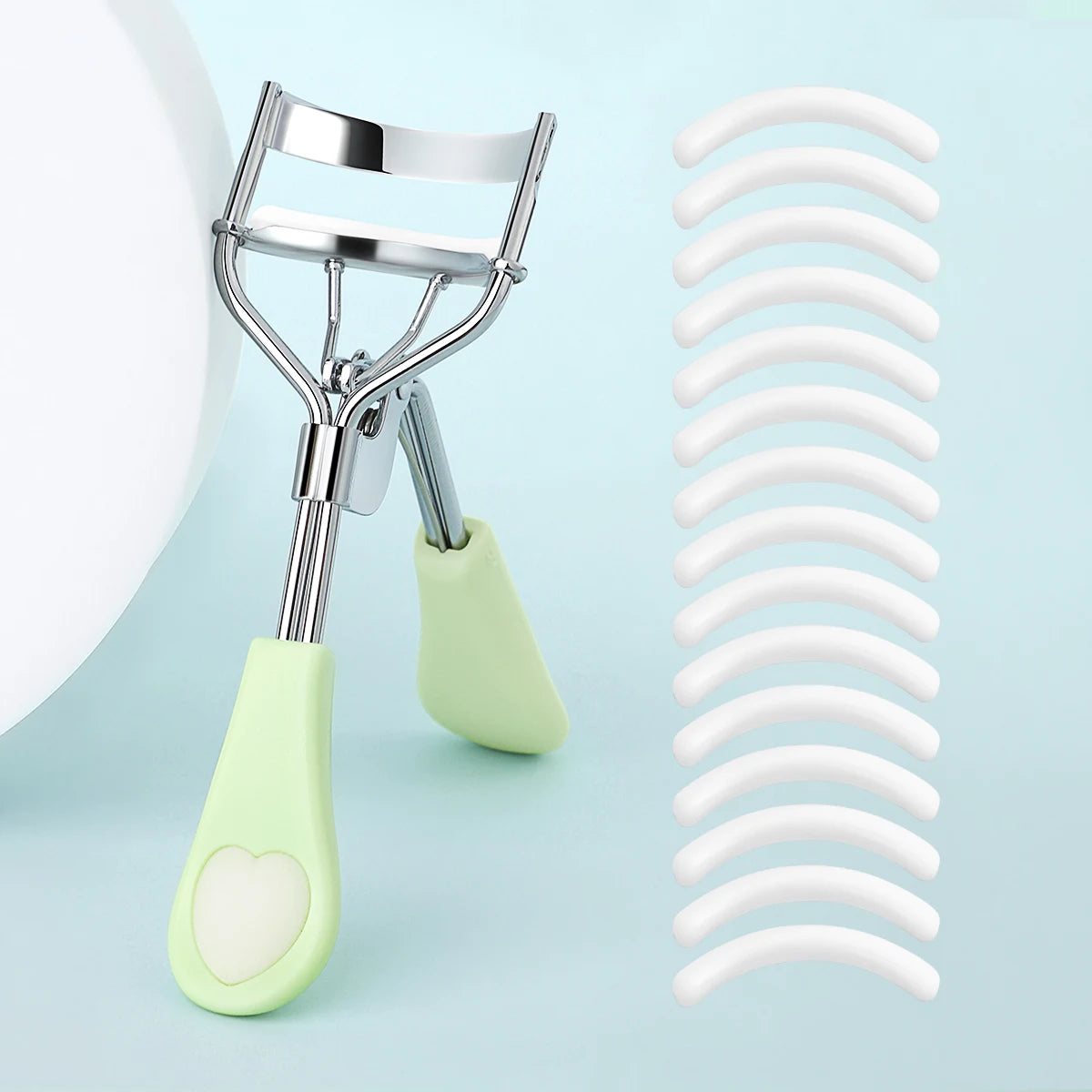 Portable Eyelash Curler with 15 Silicone Pads Lash Curling Tool