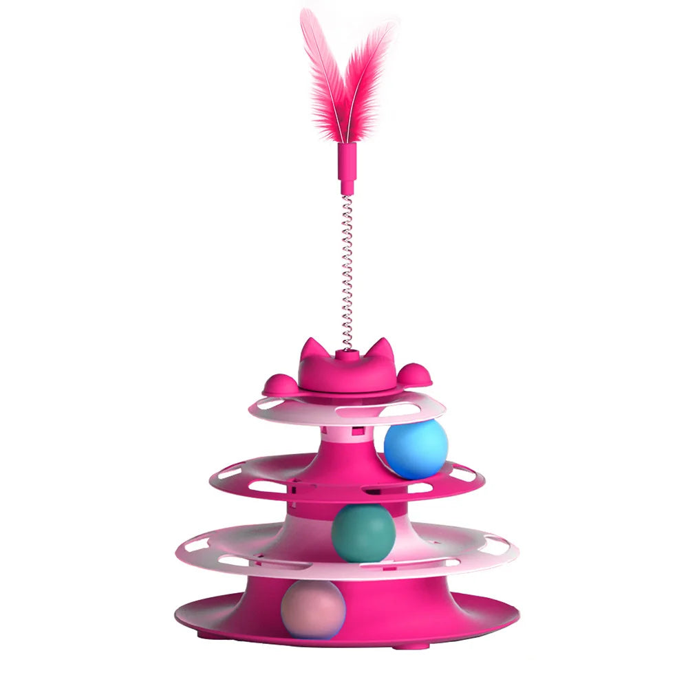 Interactive Cat Turntable Toy with Teaser Wand and Balls