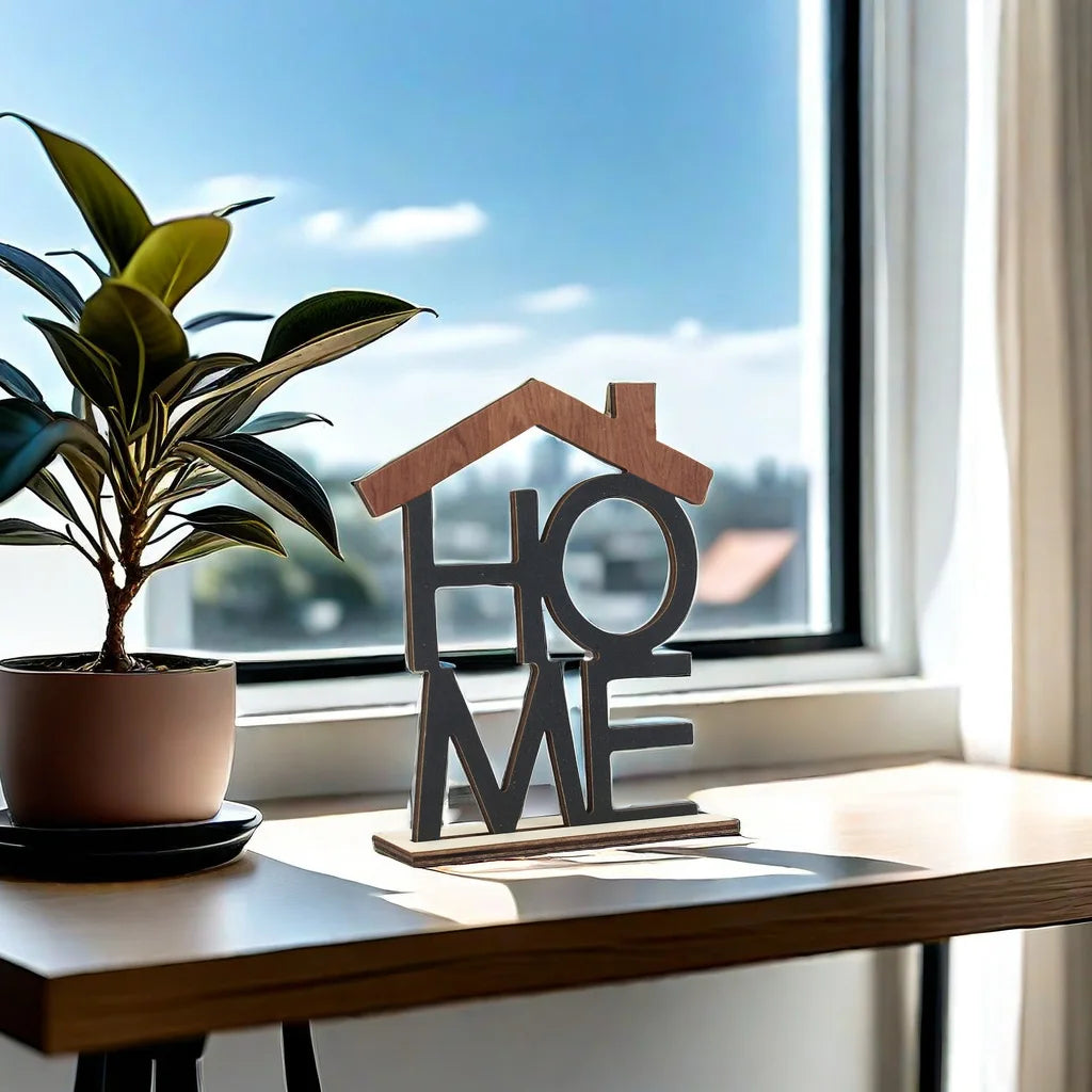 HOME LOVE Wooden Desktop Ornament Home Decor Craft