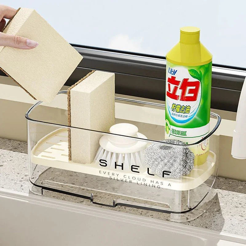 Kitchen Sink Organizer Multifunctional Drain Rack for Sponge Storage