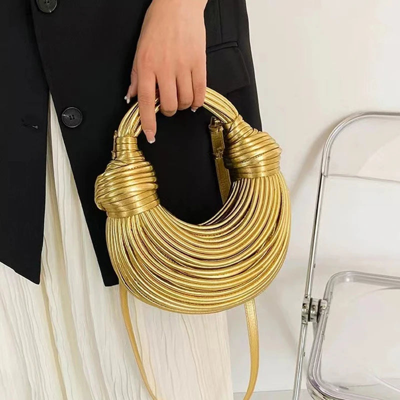 Creative Handwoven Rope Knotted Noodle Hobo Handbag