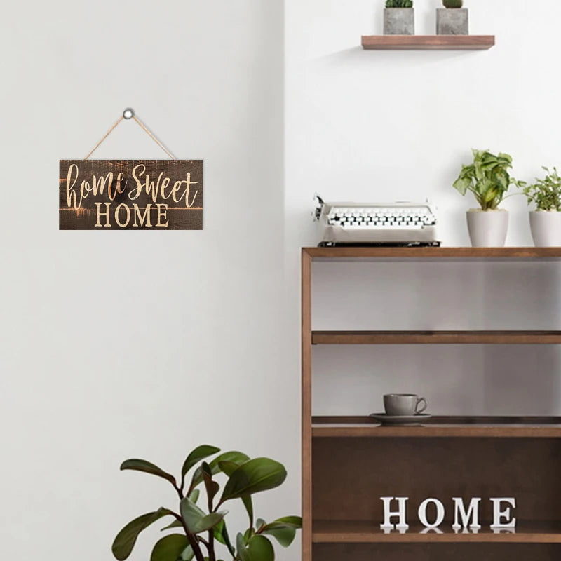 Rustic Home Sweet Wood Wall Hanging Sign Decor for Front Door