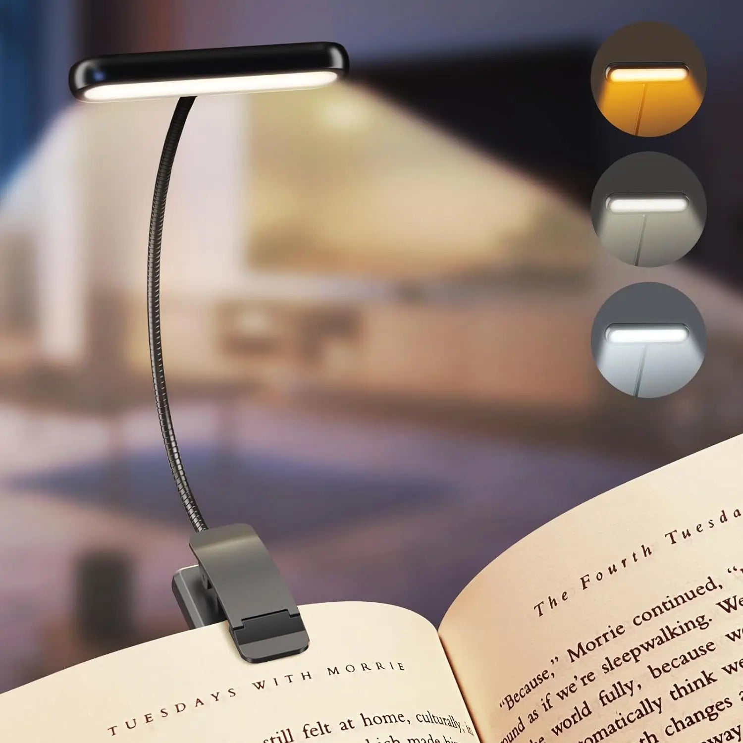 USB Rechargeable LED Book Light Clip On Reading Lamp