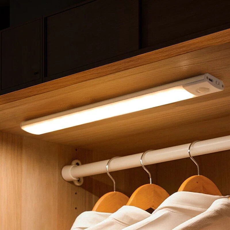 LED Motion Sensor Bar Light USB Rechargeable Cabinet Night Light