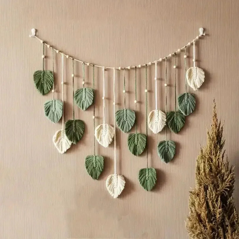 Bohemian Macrame Leaf Wall Art Hanging Tapestry