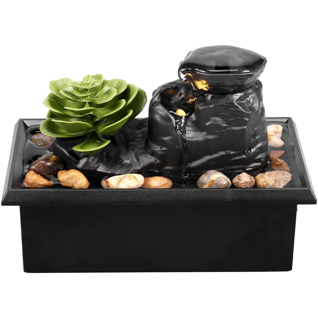 Tabletop Waterfall Fountain Relaxation Meditation Home Decor with Lights