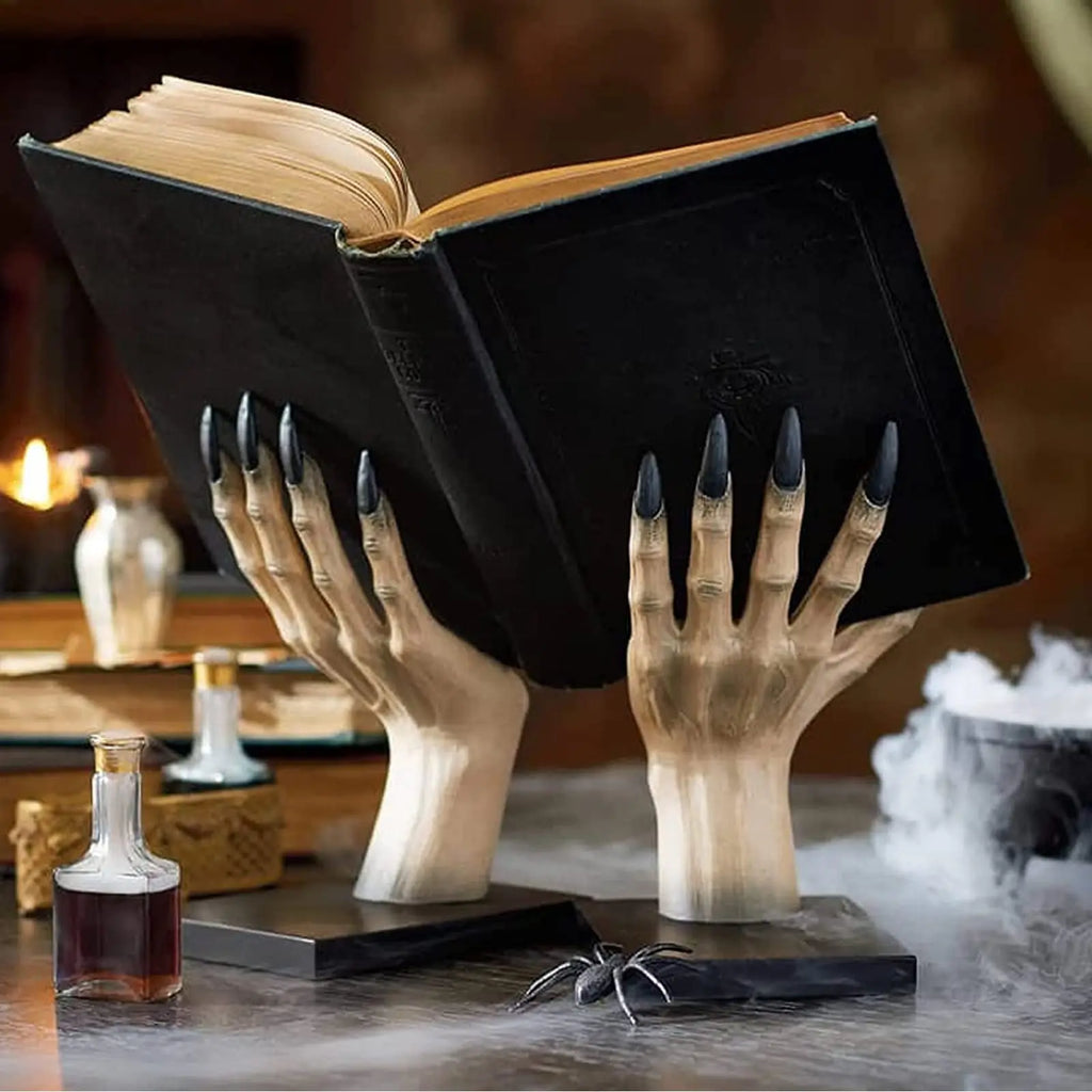 Gothic Halloween Monster Hand Bookends Spooky Shelf Decor