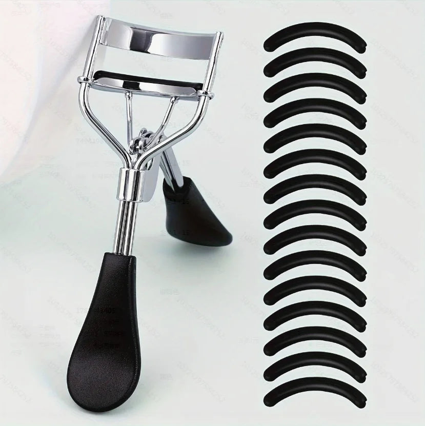 Portable Eyelash Curler with 15 Silicone Pads Lash Curling Tool