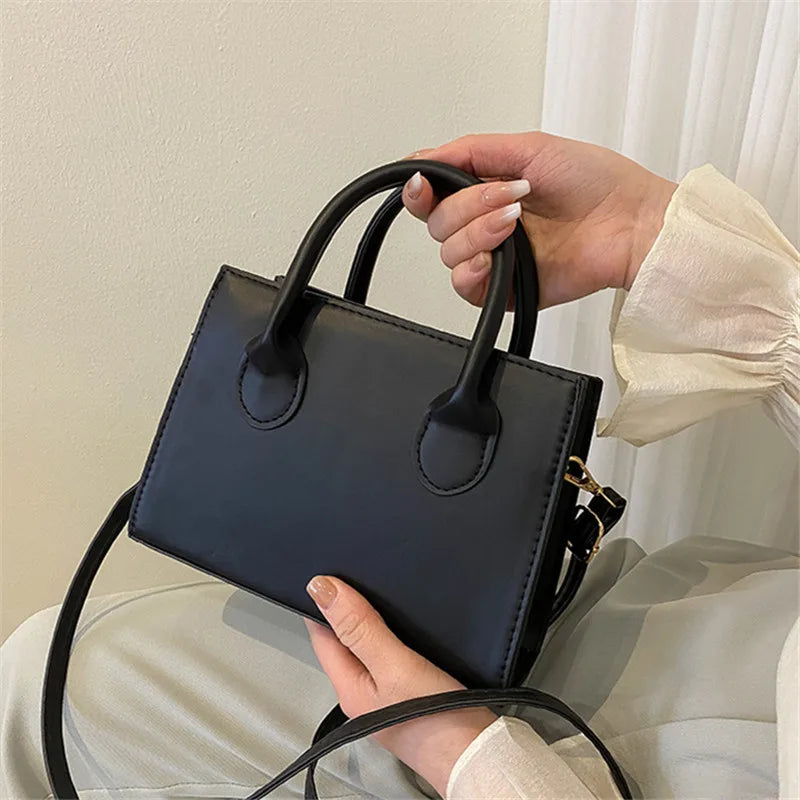 Wide-Strap Crossbody Satchel – Chic Small Square Shoulder Bag