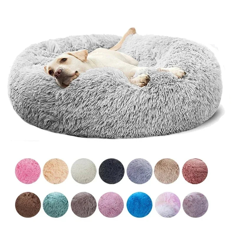 Super Soft Plush Donut Pet Bed Washable Calming Cat Dog Bed