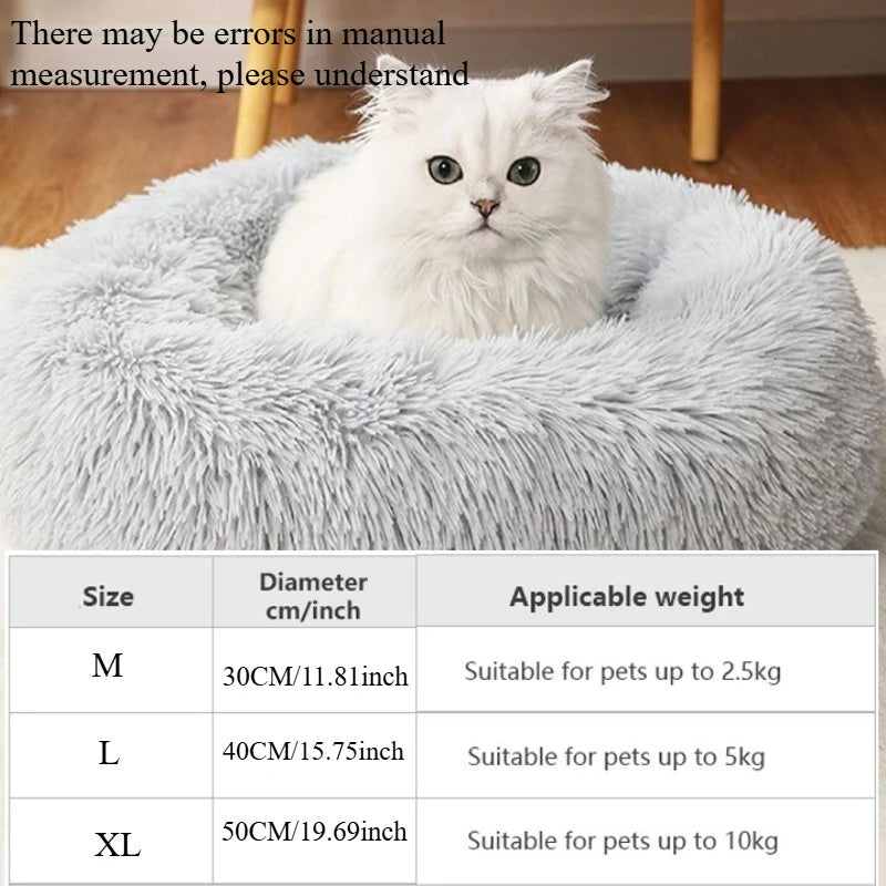 Striped Plush Pet Bed Round Nest Soft Warm Bed for Cats and Dogs