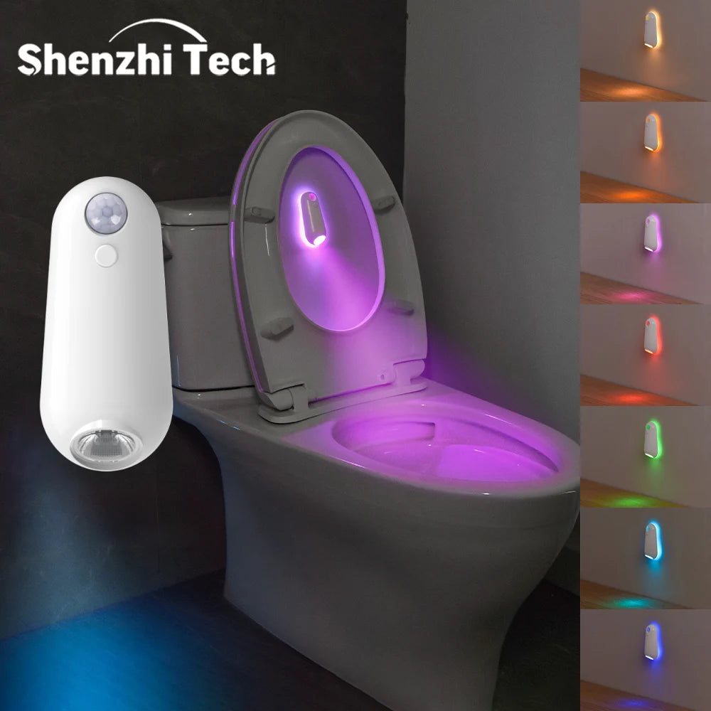 LED Motion Sensor Toilet Night Light USB Rechargeable 8 Color Lamp