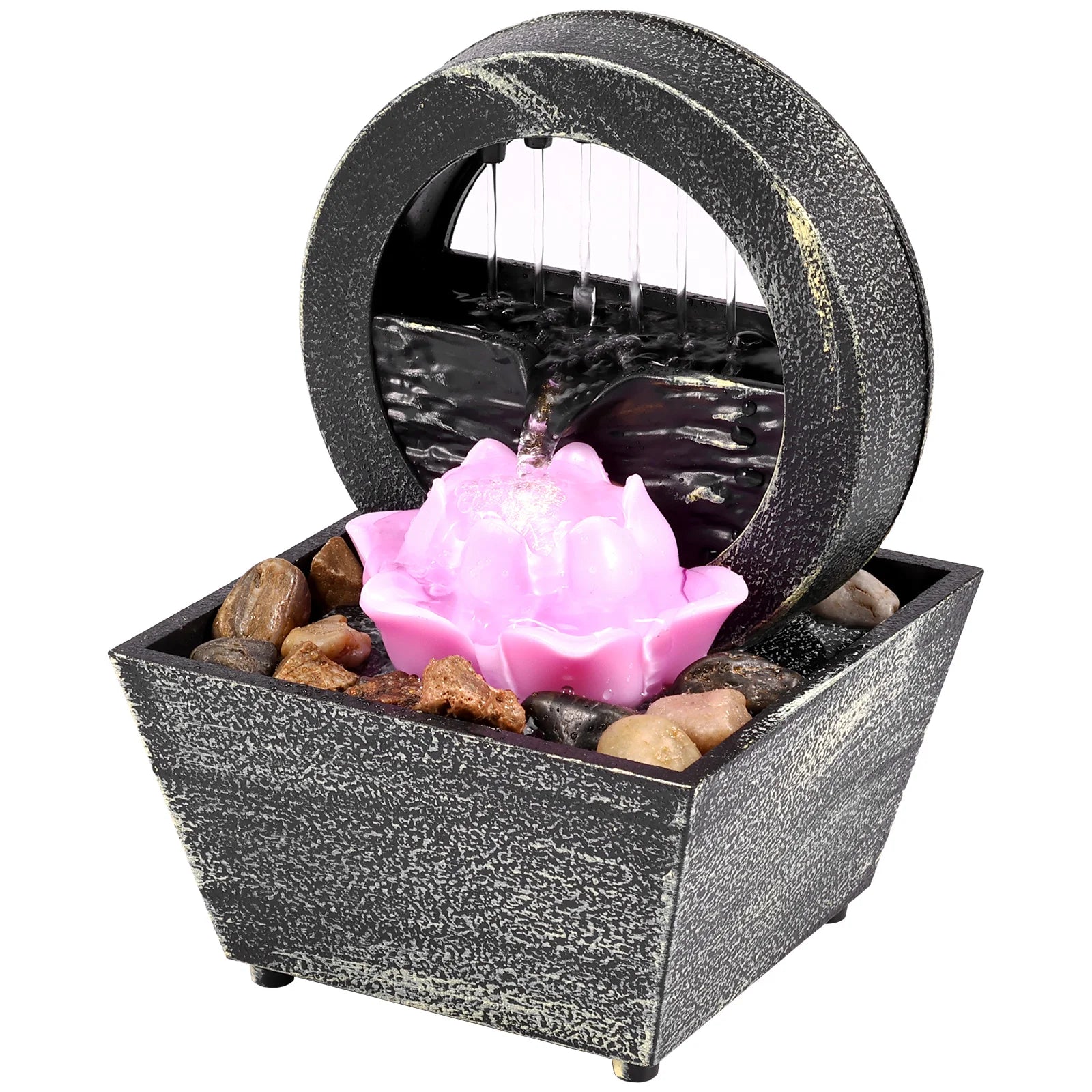 Tabletop Waterfall Fountain Relaxation Meditation Home Decor with Lights