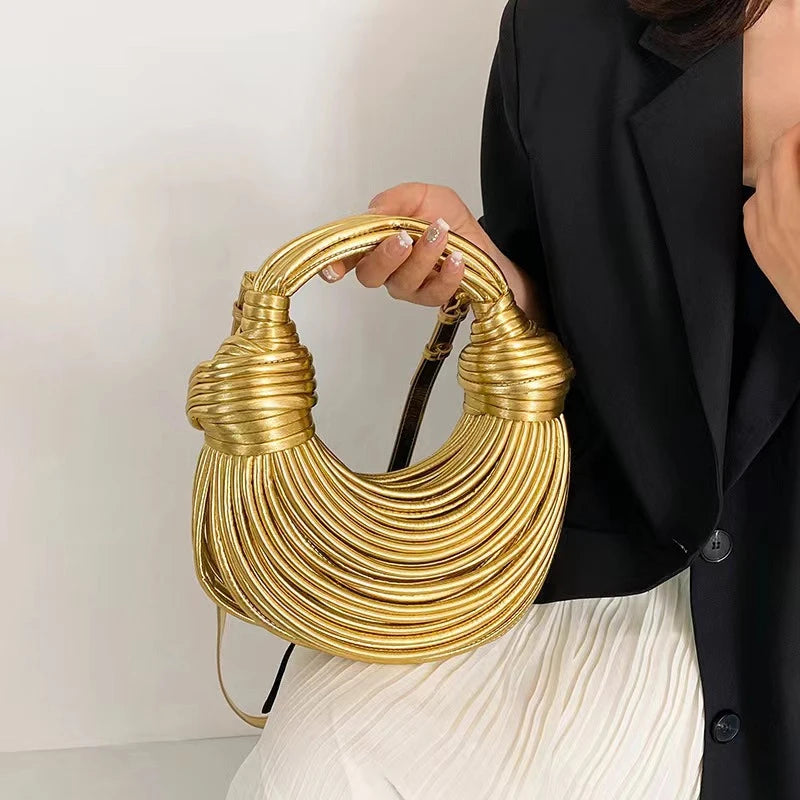 Creative Handwoven Rope Knotted Noodle Hobo Handbag