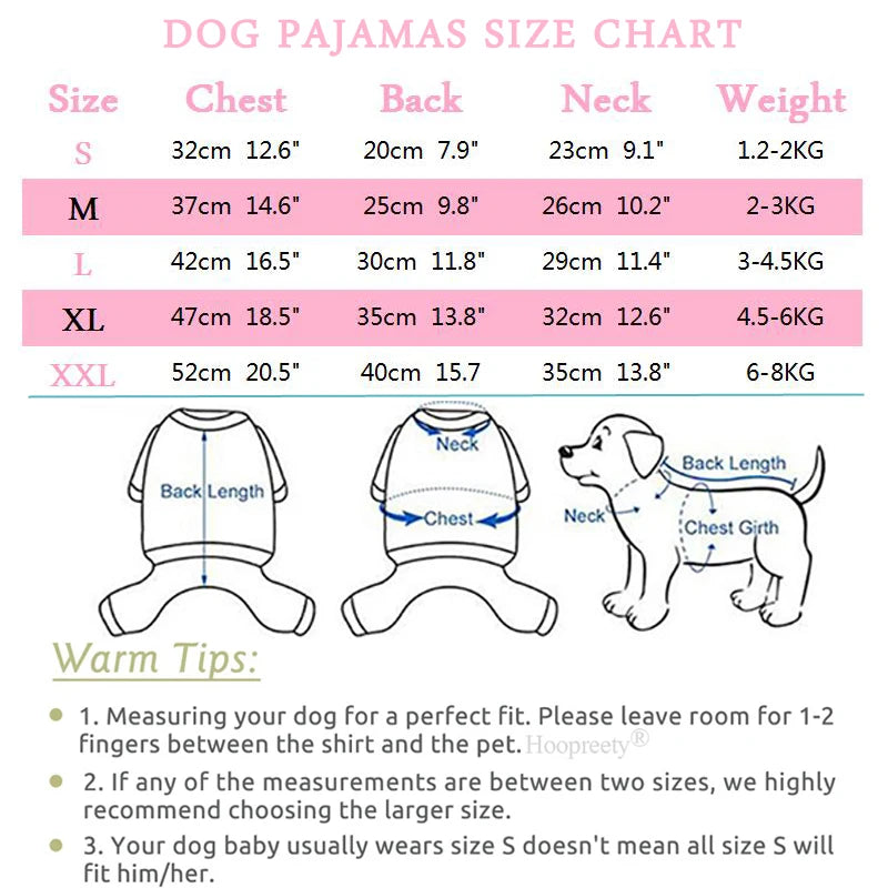 Thermal Velvet Dog Pajamas Winter Jumpsuit for Small Dogs and Cats