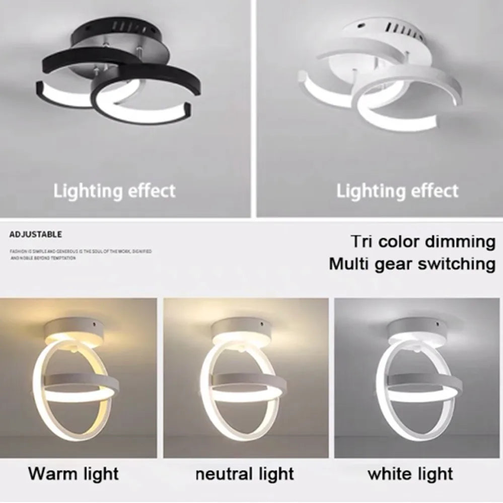 Modern LED 2 Ring Ceiling Light Creative Indoor Lighting Fixture