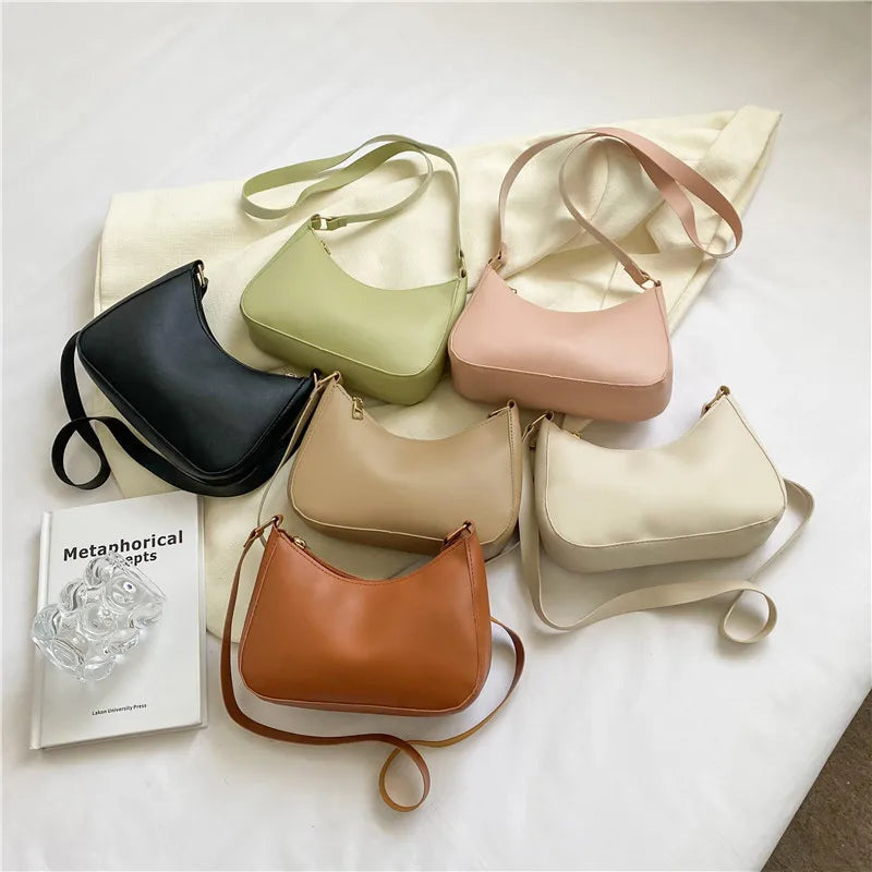 Solid Color Hobo Shoulder Crossbody Handbag