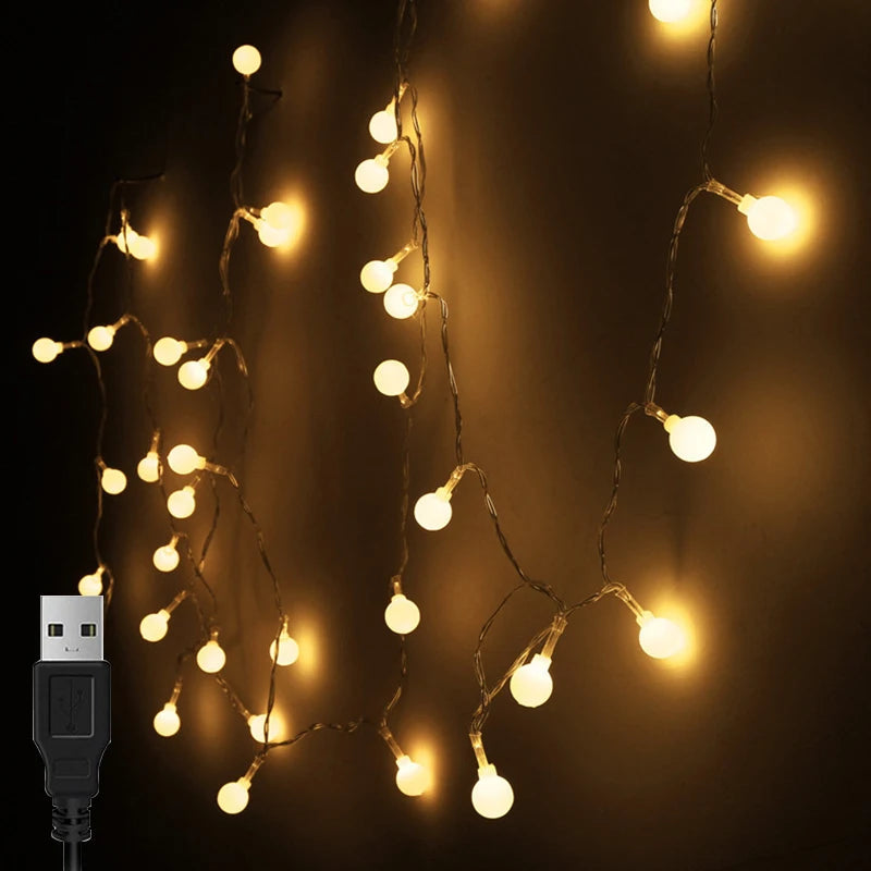 USB LED Festoon String Lights Waterproof Ball Fairy Lights