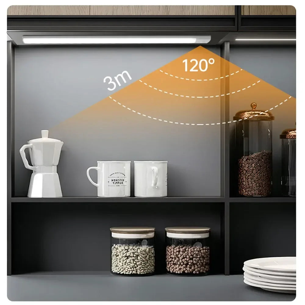 LED Motion Sensor Bar Light USB Rechargeable Cabinet Night Light