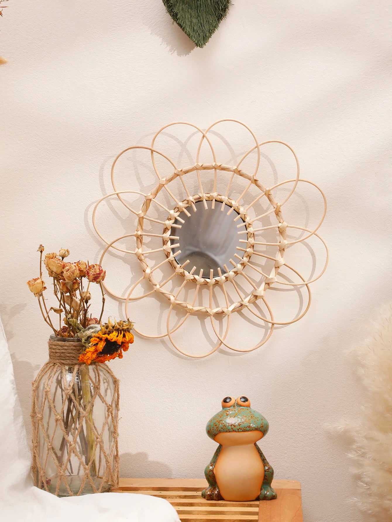 Sunflower Handwoven Rattan Decorative Wall Mirror