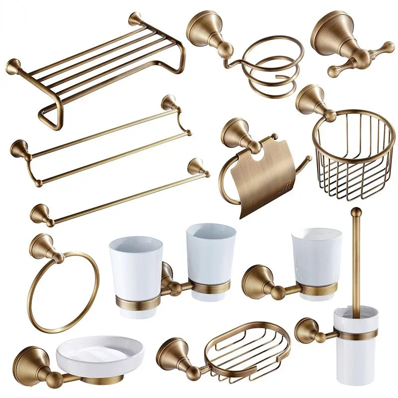 Antique Bronze Bathroom Accessories Set Towel Rack Soap Dish Holder