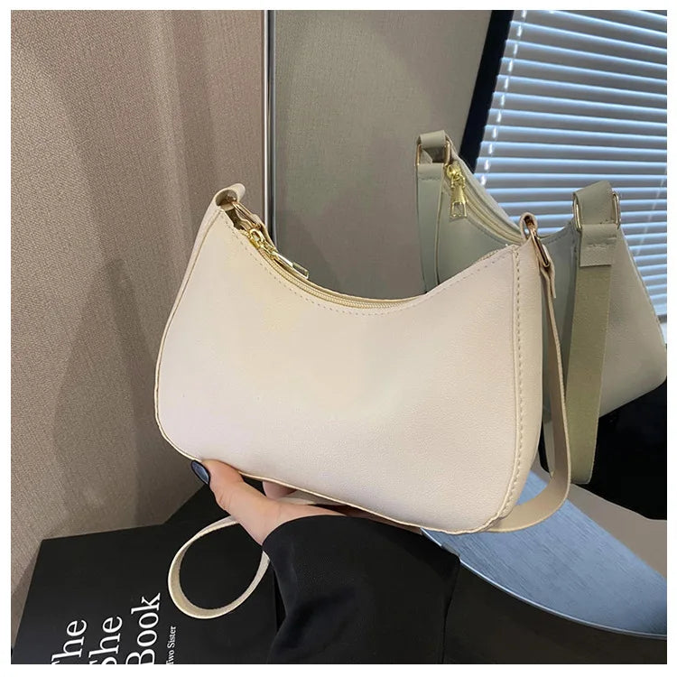 Solid Color Hobo Shoulder Crossbody Handbag