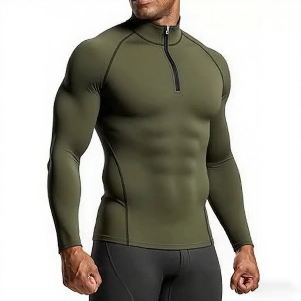Mens Long Sleeve Compression Gym Shirt Fitness Running Top