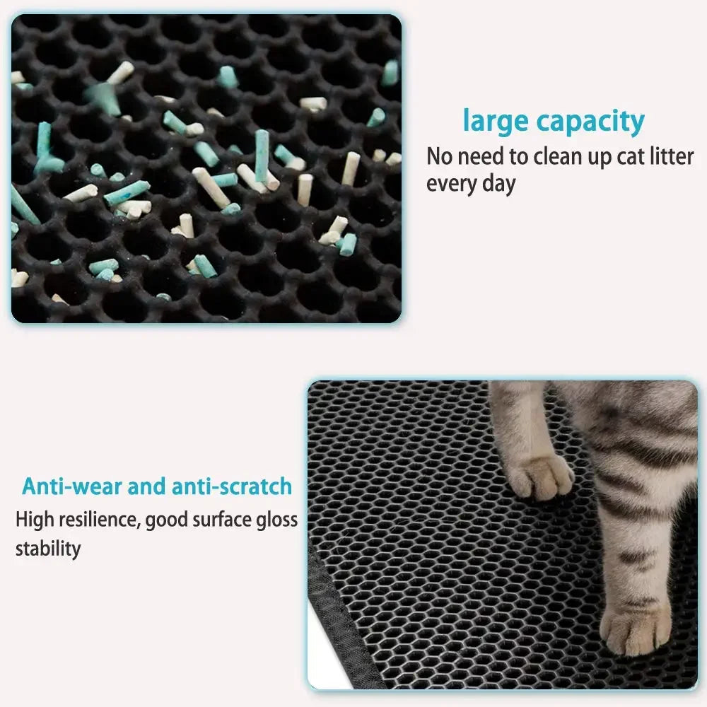 Double Layer Cat Litter Mat Waterproof Non Slip Washable Pad