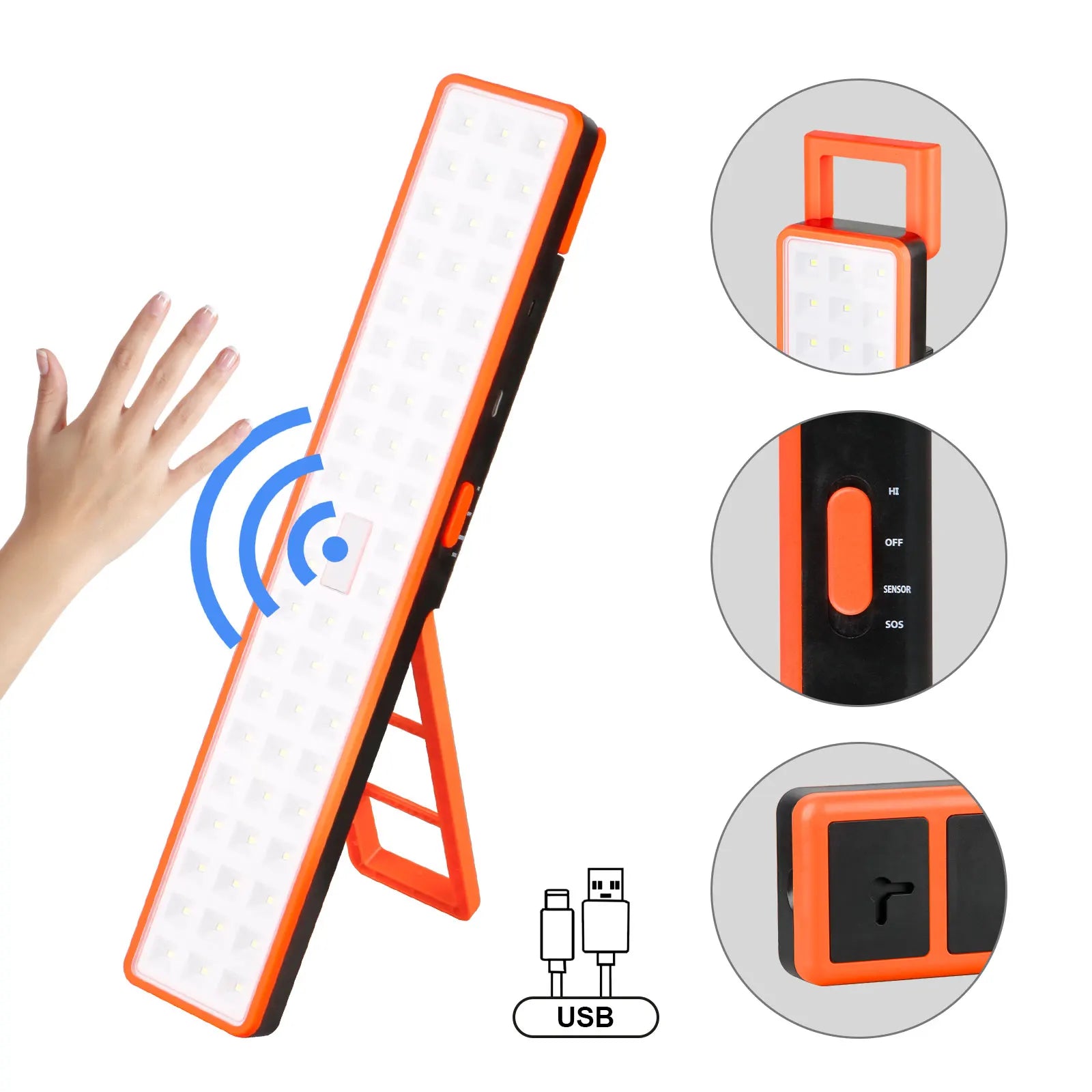 LED Rechargeable Emergency Light Portable Wall Mounted Induction Lamp