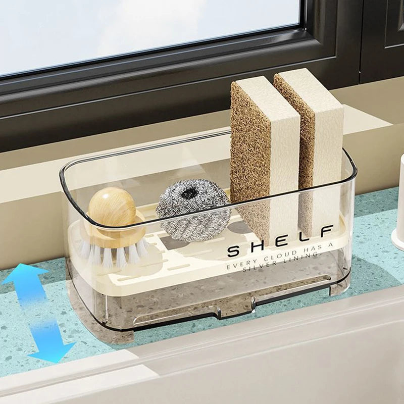Kitchen Sink Organizer Multifunctional Drain Rack for Sponge Storage