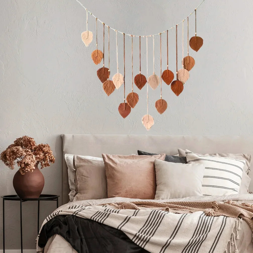 Bohemian Macrame Leaf Wall Art Hanging Tapestry