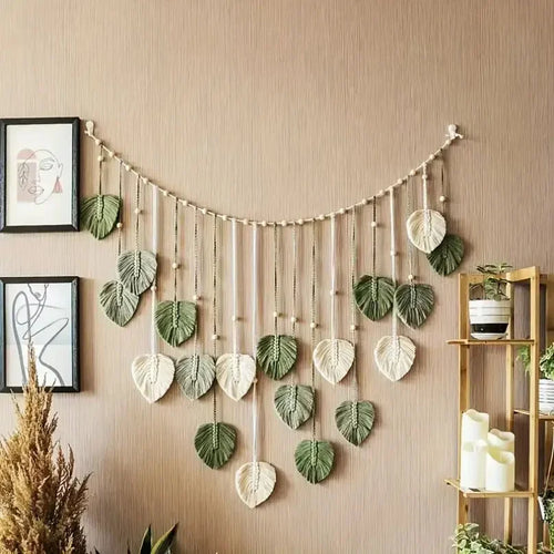 Bohemian Macrame Leaf Wall Art Hanging Tapestry