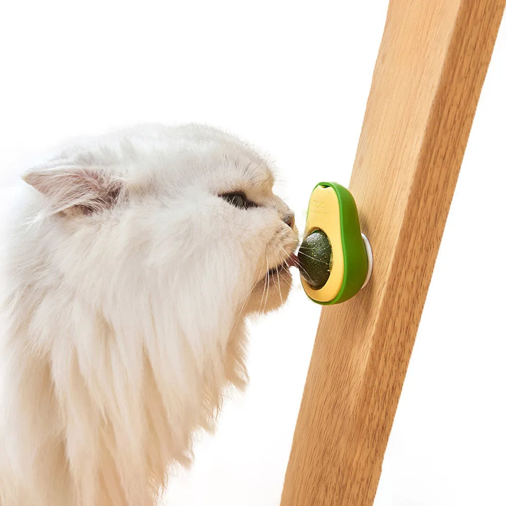 Avocado Catnip Ball Toy Rotating Interactive Cat Treat Toy
