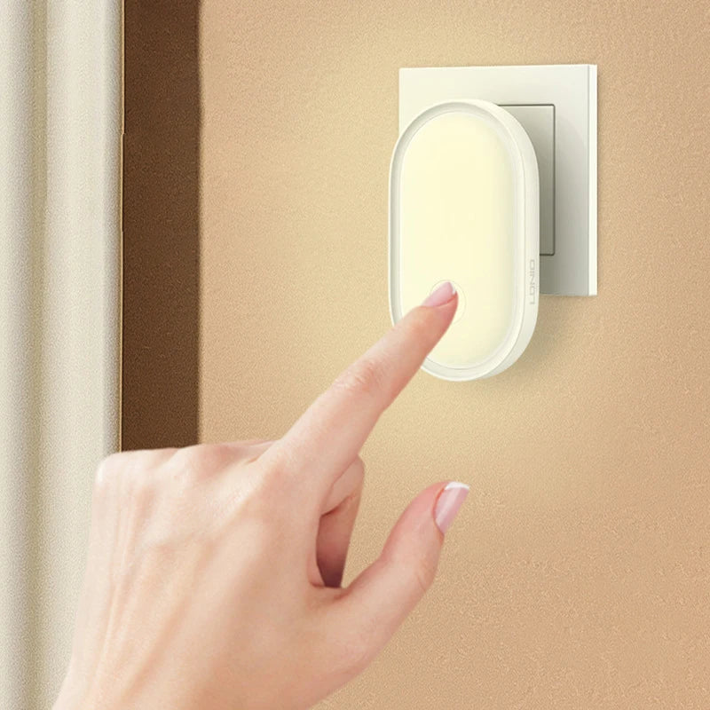 LED Plug In Night Light Light Sensor Wall Lamp for Bedroom Home Decor
