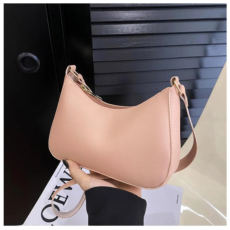Solid Color Hobo Shoulder Crossbody Handbag