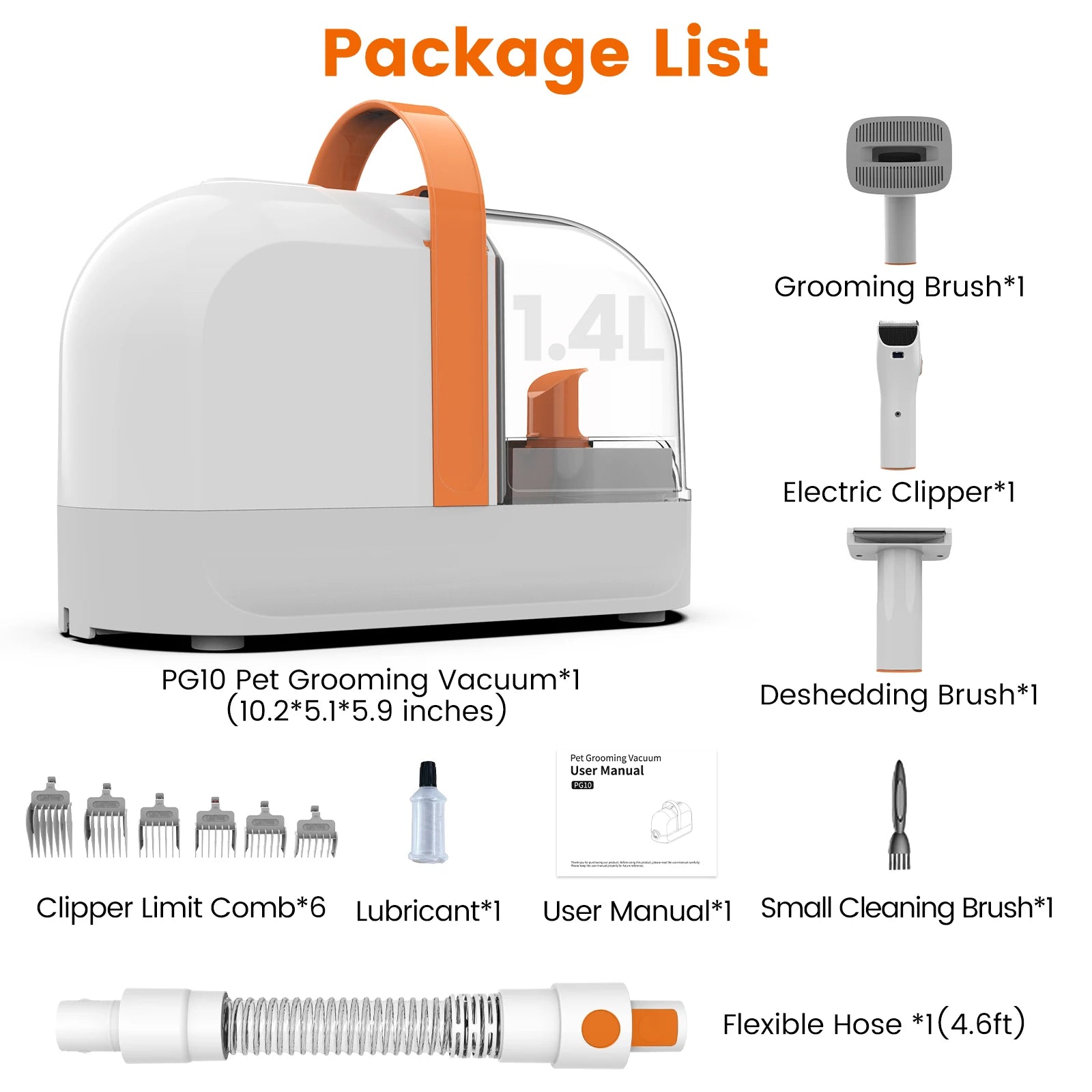Pet Grooming Kit Dog Cat Hair Brush Nail Clipper Grinder Set