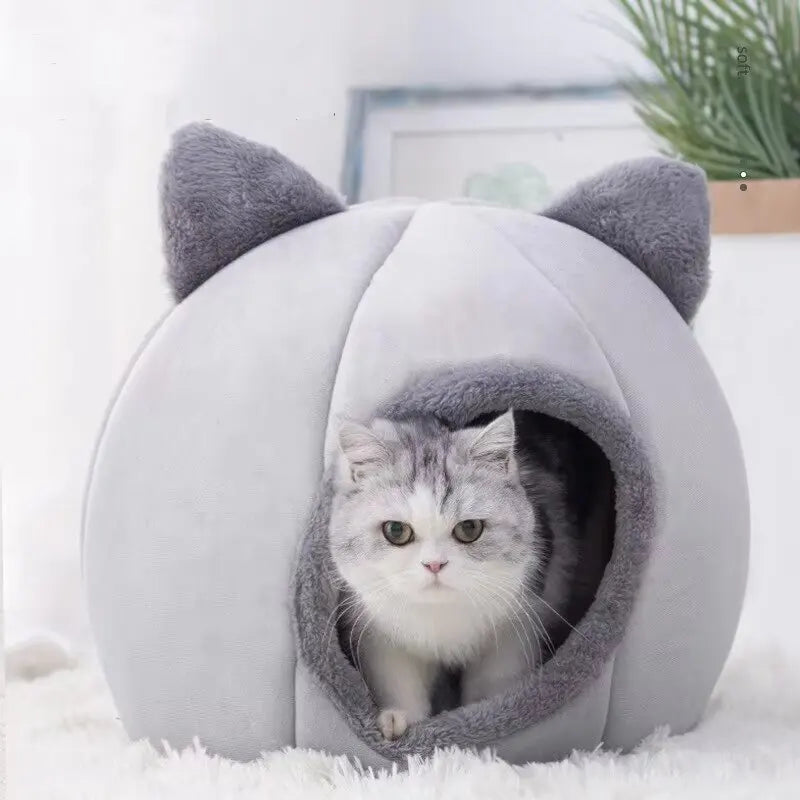 Cozy Semi Enclosed Cat Bed Tent Deep Sleep Nest for Pets