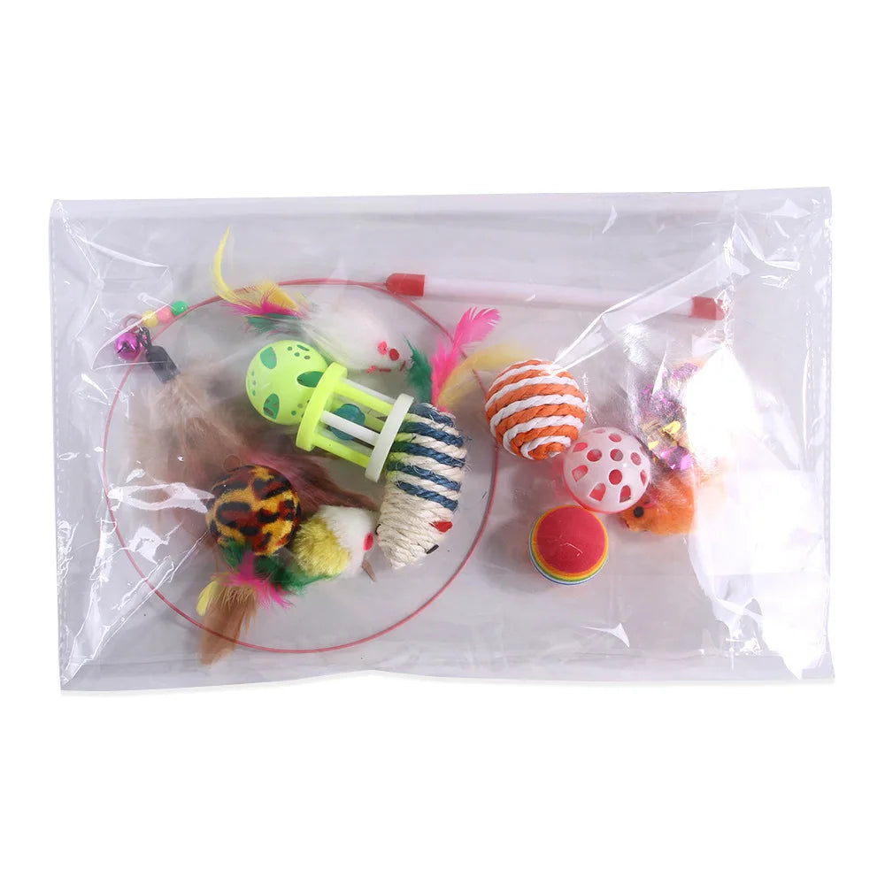 Interactive Cat Toy Set Teaser Wand and Plush Mouse for Kittens