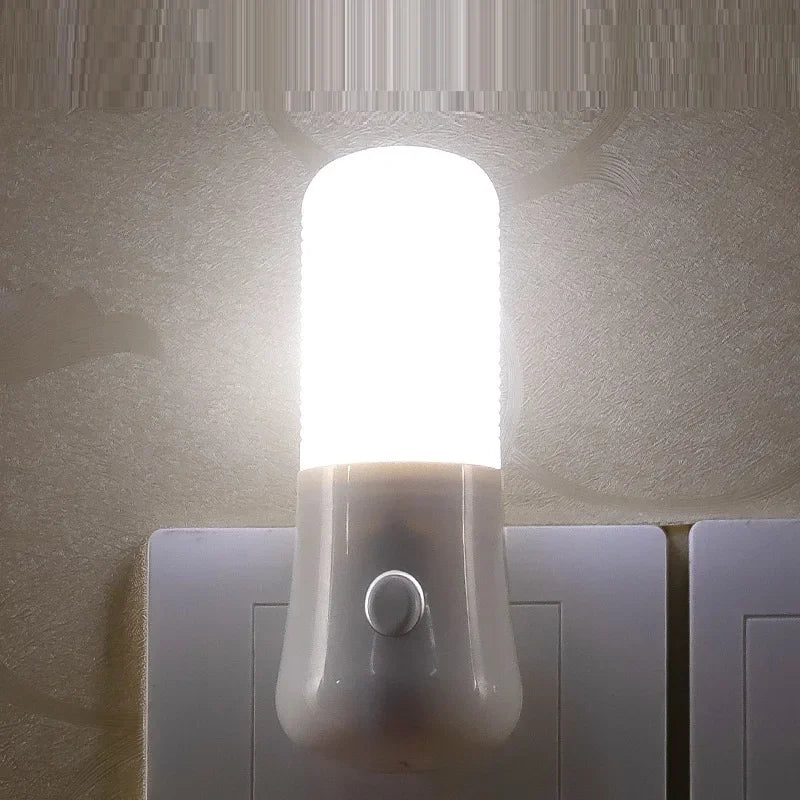 LED Plug In Night Light Push Button Wall Lamp for Bedroom