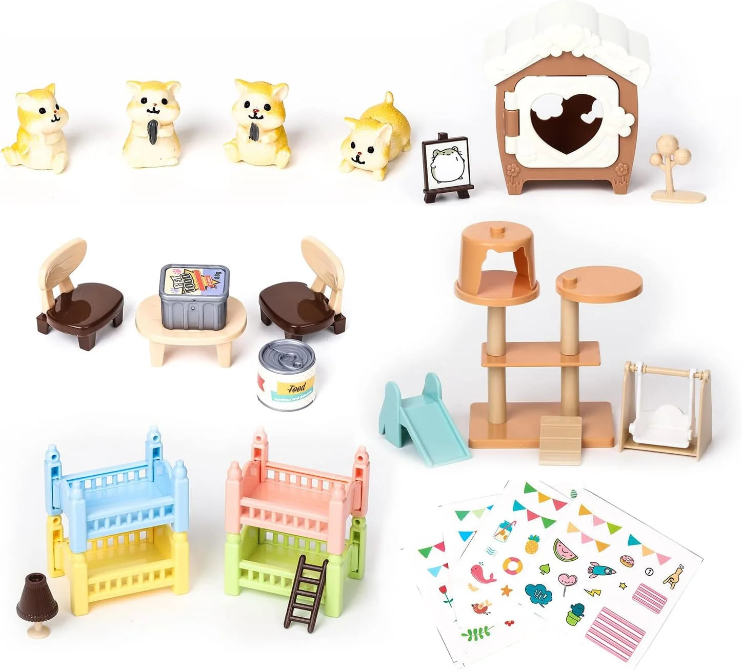 Kids Cat Pretend Play Toy Set Interactive Cat Care Center