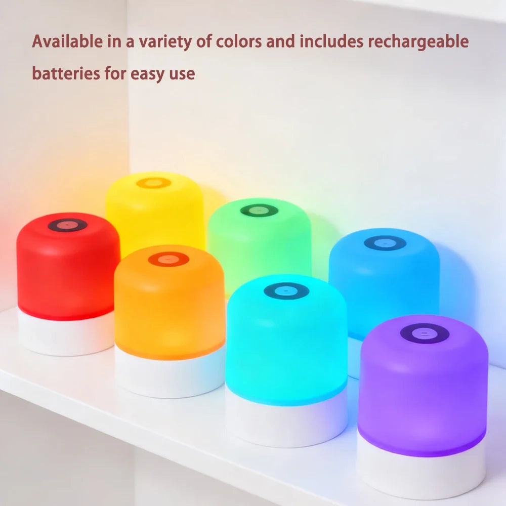 Dimmable RGB LED Night Light Rechargeable Touch Bedside Desk Lamp