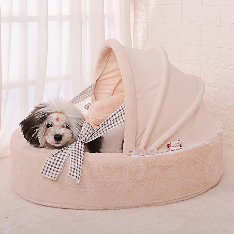 Luxurious Plush Pet Cradle Bed for Dogs and Cats – Washable, Non-Slip with Removable Cover