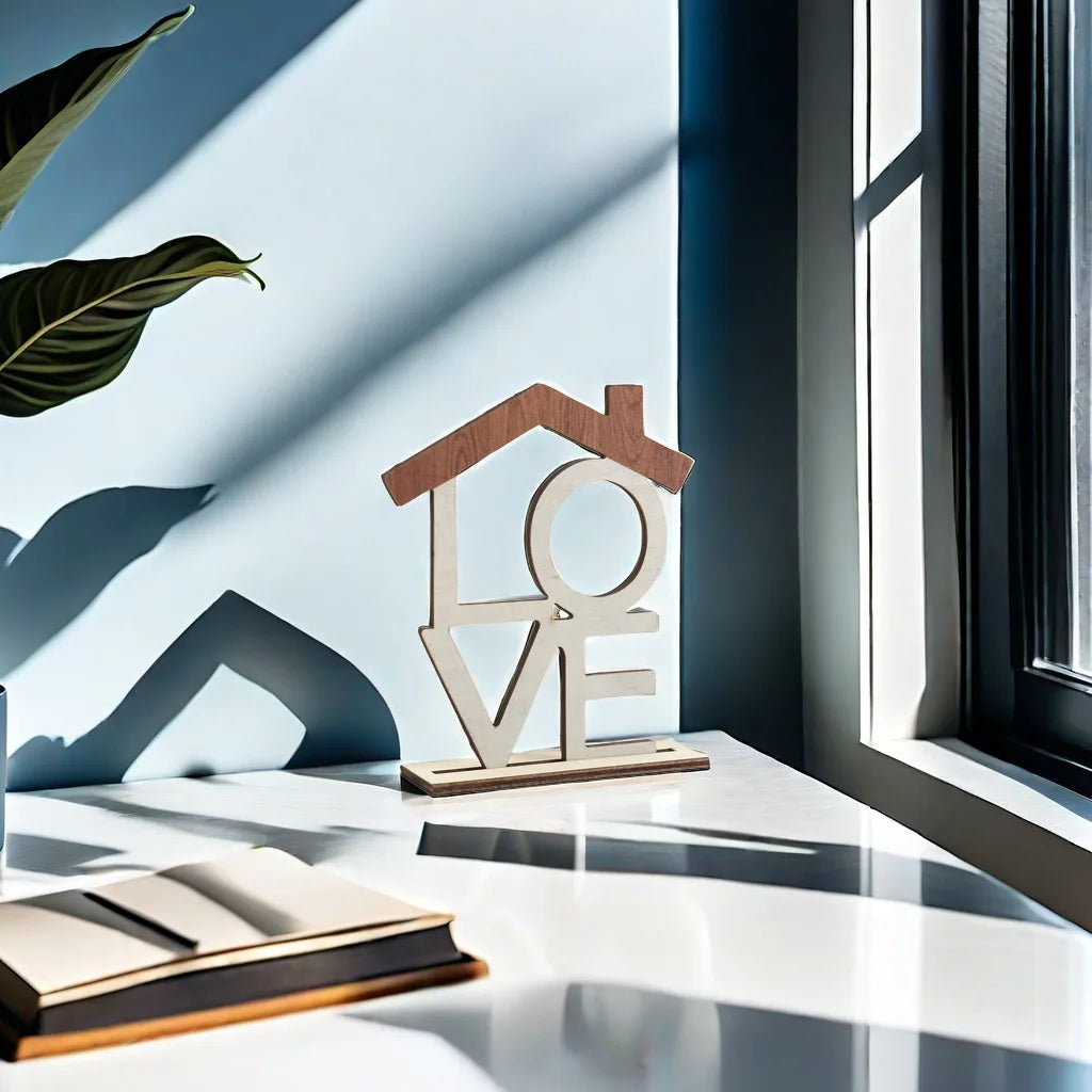 HOME LOVE Wooden Desktop Ornament Home Decor Craft