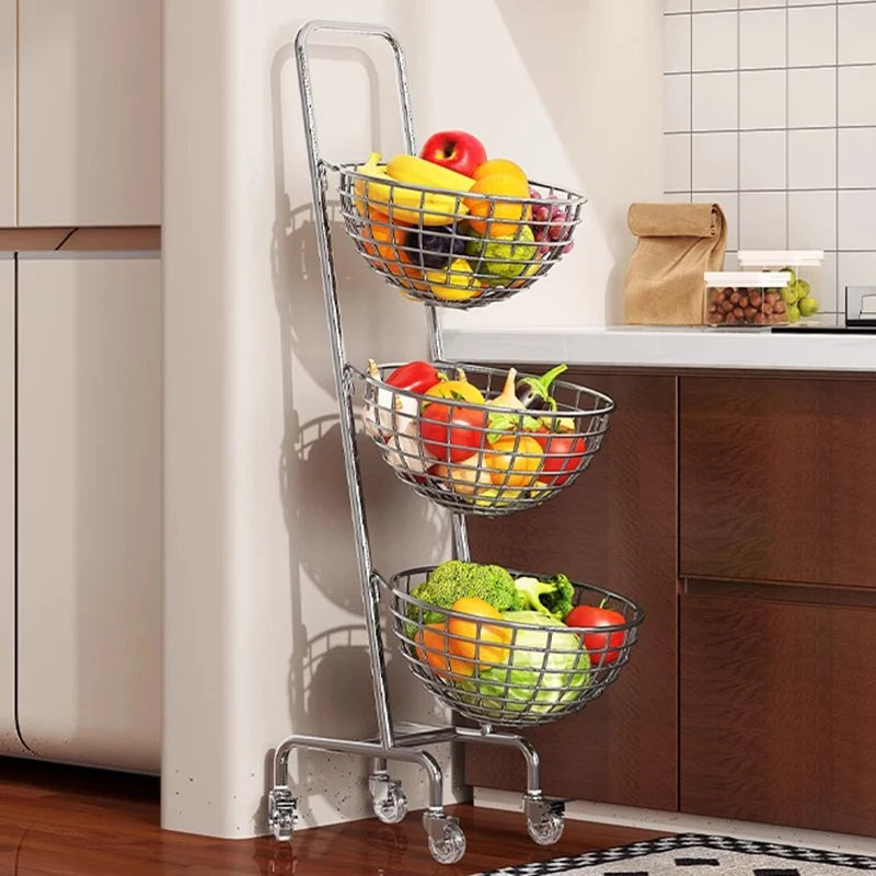 Rolling Kitchen Storage Cart Layered Fruit Vegetable Organizer Rack